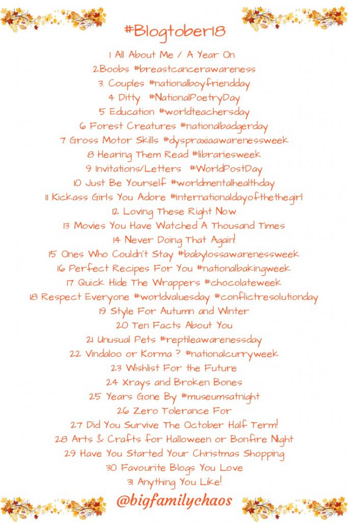 Blogtober list 